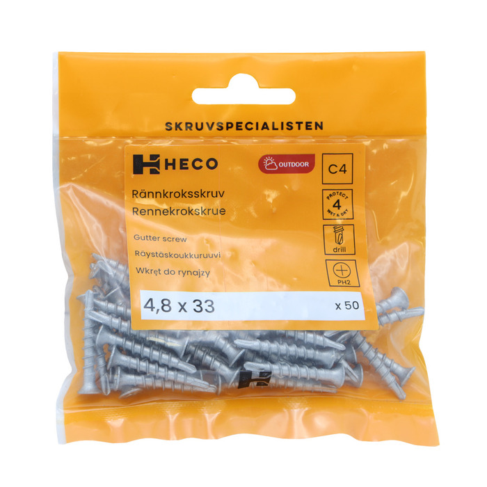 Rännkroksskruv C4 4,8 x 33 mm 50-pack Heco